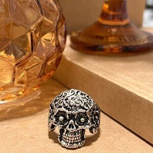 Vintage Sterling Silver Skull Ring Size 11